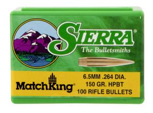 Sierra Matchking Bullets 6.5mm/.264 cal .264" 150 gr. HPBT Match 100/ct