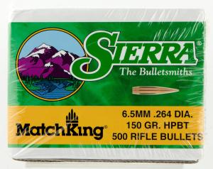 Sierra Matchking Bullets 6.5mm/.264 cal .264" 150 gr. HPBT Match 500/ct 1755C