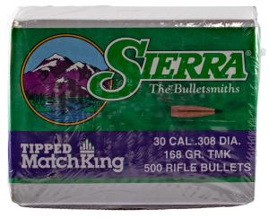 Sierra Tipped MatchKing (TMK) Bullets 30 Caliber (308 Diameter) 168 Grain Polymer Tip Boat Tail Box of 500 7768C