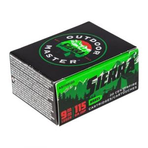 Sierra Outdoor Master Handgun Ammuntiion 9mm Luger 115 gr JHP 20/ct