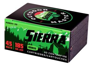 Sierra Outdoor Master Handgun Ammuntiion .45 ACP 185 gr JHP 20/ct