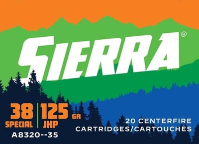 SIERRA A8320-35 SPORTS MASTER 38SP 125GR JHP 20CT 092763600290
