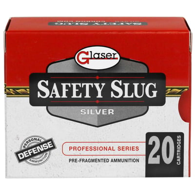Cor-Bon Glaser Silver .38 Special +P Silver Safety Slug #6 Shot, 80 Grain, 1401 fps, 20 Round Box, GL02400/20