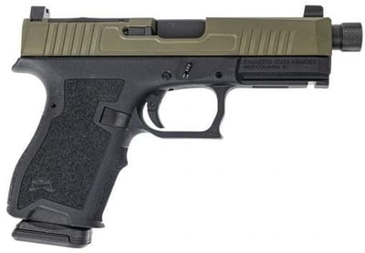 PSA DAGGER COMPACT 9MM PISTOL WITH EXTREME CARRY CUTS RMR SLIDE AMERIGLO LOWER 1/3 CO-WITNESS SIGHTS THREADED BARREL 2-TONE SNIPER GREEN