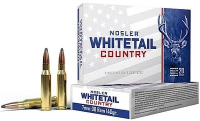 Nosler Whitetail Country Rifle Ammunition 7mm-08 Rem 140gr SP 2825 fps 20/ct