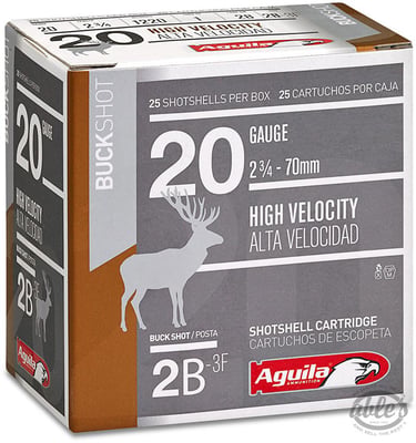 Aguila Ammunition Ammunition 20 Gauge 1 oz 2.75in 2 Buckshot Shotgun Ammo 25 Rounds 1C2002BA 640420002446