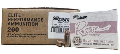 Sig Sauer Rose 9mm 115gr JHP, 200rd Case Ammo