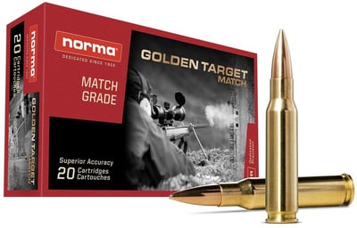 Norma Golden Target Match .308 Win 168 gr BTHP 20rds Rifle Ammo for Target Accuracy - 10177432