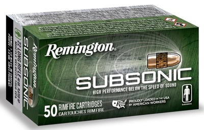 Remington Subsonic Rimfire Ammunition .22 LR 40gr HP 1050 fps 100/ct 21137