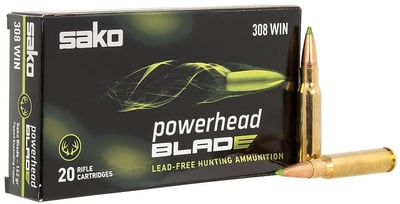 Sako Powerhead Blade .308 Win 162 gr LFBT 20rds Rifle Ammo for Environmentally-Friendly Precision - JASPHB308W162B
