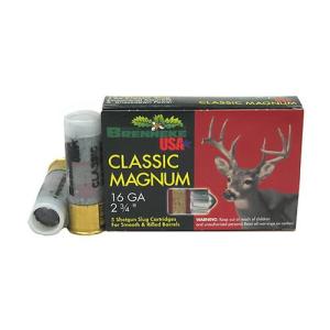 Brenneke USA Classic Magnum Ammunition 16 Gauge 2-3/4" 1 oz Lead Rifled Slug Box of 5