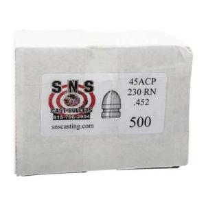 SNS .45 Caliber Cast Lead Pistol Bullets 230 Grain Round Nose 500-Pack