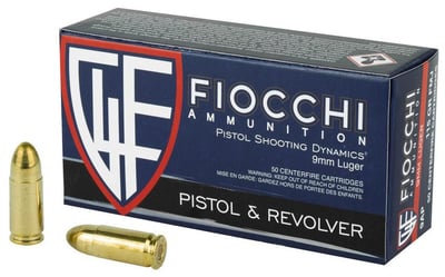 FIOCCHI AMO 9MM LUGER 115GR FMJ 50RD 20 BOXES PER CASE