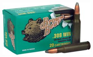 Brown Bear .308 Winchester Ammunition, 20 Rounds, SP, 140 Grains