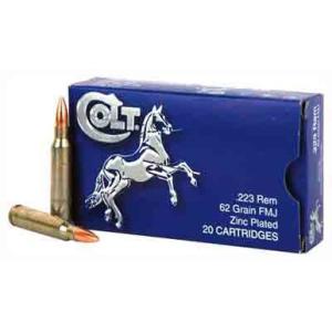 Barnaul Ammo Colt .223 Remington 62 Grain FMJ Bullet  Zinc Plated 3129 fps 20 Rd./Box