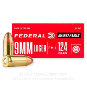 Federal American Eagle 9mm Luger FMJ 124 Grains 1000 Rnd