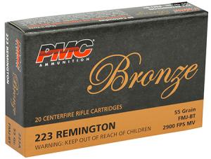 PMC Bronze .223 Rem 55 Grain Full Metal Jacket Boat Tail Brass 1000Rds