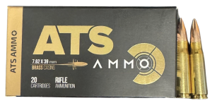 ATS Ammo 7.62x39mm 124 Gr Brass Cased Rifle Ammunition 20 Rd./Box 540 Rd./Case ATS76239b