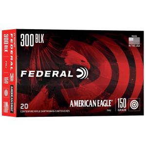 Federal American Eagle .300 AAC Blackout 150 Grain Full Metal Jacket Boat-Tail Centerfire Rifle Ammo 604544617009