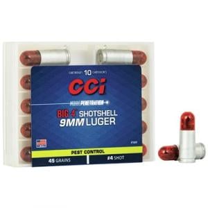 CCI Shotshell 9mm Luger #4 Shot Aluminum Case Centerfire Handgun Ammo 3712CC