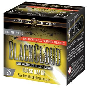 Federal Black Cloud Close Range Ammo 12 Gauge 3" 1-1/4 Oz #3 Steel Shot - 12 Gauge 3" 1-1/4 Oz #3 Steel Shot 25/Box
