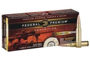 Federal Premium BERGER HYBRID BTHP .223 73 Grain Berger Boat Tail Target Centerfire Rifle Ammo 20 Rounds GM223BH73 604544624014