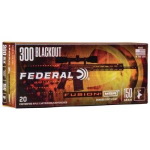 Federal Fusion MSR Rifle Ammunition .300 Blackout 150 gr SP 1900 fps 20/ct F300BMSR2