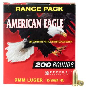 Federal AE9DP200 American Eagle 9mm Luger 115 gr Full Metal Jacket (FMJ) 200 Bx/ 5 Cs