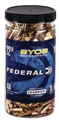 Federal Champion BYOB Rimfire Ammunition 22 LR 36 gr. CPHP 1260 fps 450/ct