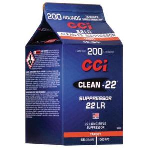 CCI Ammunition Clean-22 Suppressor .22 Long Rifle 45 Grain Lead Round Nose 200 Rounds 980CC