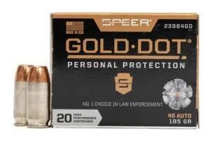 Speer Ammo Gold Dot 45 ACP 185 Gr GDHP 20 Ct 23964GD