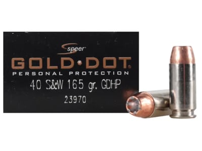 Speer Ammo 23970GD Gold Dot Personal Protection 40 S&W 165 gr Hollow Point (HP) 20 Bx/ 10 Cs