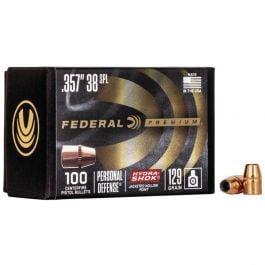Federal Hydra-Shok Bullets .38 Caliber .357" Diameter 129 Grain Hydra-Shok Jacketed Hollow Point Projectile 100 Count Per Box