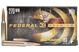 Federal Premium Berger Hybrid Hunter 270 Win 140 Grain Berger Hybrid Centerfire Rifle Ammunition 20 Rounds P270BCH1 P270BCH1