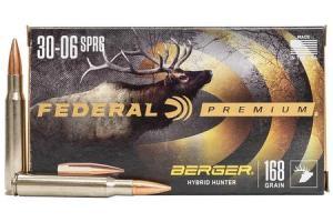 Federal Premium Berger Hybrid Hunter 30-06 Springfield 168 Grain Berger Hybrid Centerfire Rifle Ammunition 20 Rounds P3006BCH1 P3006BCH1