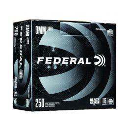Federal Black Pack 9mm Luger Ammo - 9mm Luger 115gr Full Metal Jacket 250/Box 604544654660