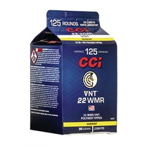 CCI Varmint Rimfire Ammunition .22 WMR 30 gr VNT 2200 fps 125/ct