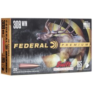 Federal Swift Scirocco II Rifle Ammunition .308 Win 165 gr Poly Tip 2700 fps 20/ct 604544656046