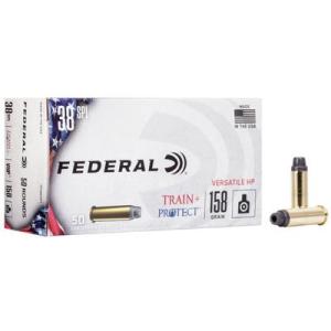Federal Premium Train + Protect 38 Special 158 Grain Versatile Hollow Point Brass Cased Centerfire Pistol Ammunition 50 Rounds TP38VHP1 TP38VHP1