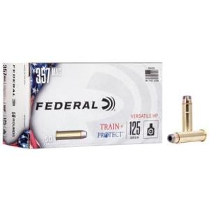 Federal Premium Train & Protect 357 Magnum 125 Grain Versatile Hollow Point Brass Cased Centerfire Pistol Ammunition 50 Rounds TP357VHP1 TP357VHP1