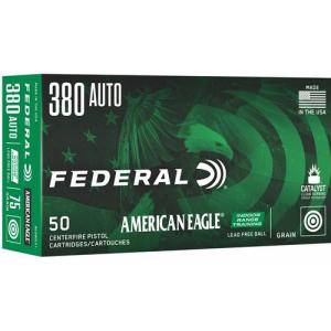 Federal American Eagle IRT Lead Free Handgun Ammuntion .380 Auto 75gr 890 fps 50/ct AE380LF1