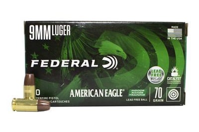 Federal American Eagle IRT 9mm 70 Gr Lead Free FMJ 50 Rounds