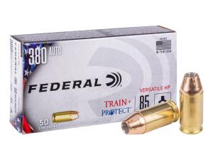 Federal Premium Train & Protect 380 Auto 85 Grain Versatile Hollow Point Brass Cased Centerfire Pistol Ammunition 50 Rounds TP380VHP1 604544658019