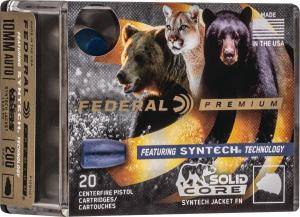 Federal Solid Core Handgun Ammunition 10mm Auto 200 gr TSJ 20/ct 604544658163