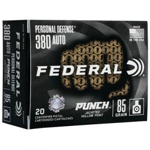Federal Punch Personal Defense .380 ACP 85 Grain JCP Handgun Ammo' - 20 Rounds PD380P1
