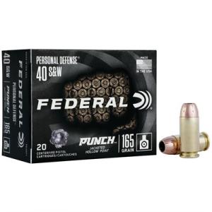Federal Personal Defense Punch Handgun Ammuntion .40 S&W 165 gr JHP 1130 fps 20/ct