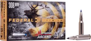 Federal Premium .308 / 7.62 NATO Ammo .308 Win 175 Grain Terminal Ascent Centerfire Rifle 20 Rounds P308TA1