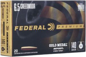 Federal Gold Medal 6.5 Creedmoor, 140gr, Berger Hybrid Target, 20rd Box 