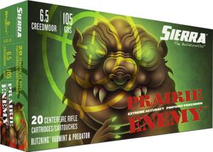 Prairie Enemy 6.5 Creedmoor 105 grain Sierra BlitzKing Nickel Plated Brass Cased Centerfire Rifle Ammo, 20 Rounds, A1785--05