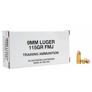 CCI AMMO 9MM LUGER 115GR. FMJ BLAZER BRASS 50-PACK WHITE BOX